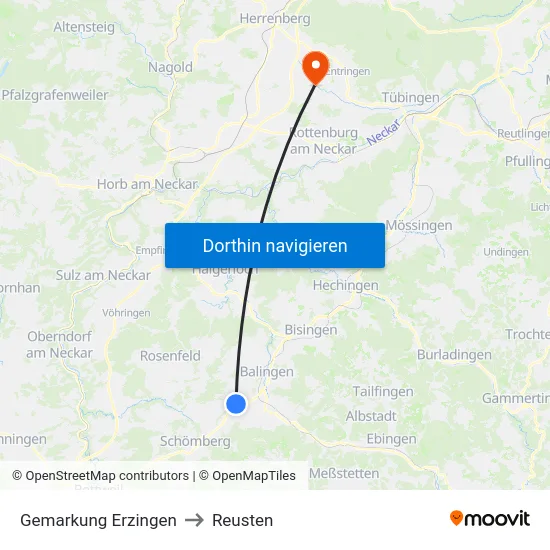 Gemarkung Erzingen to Reusten map
