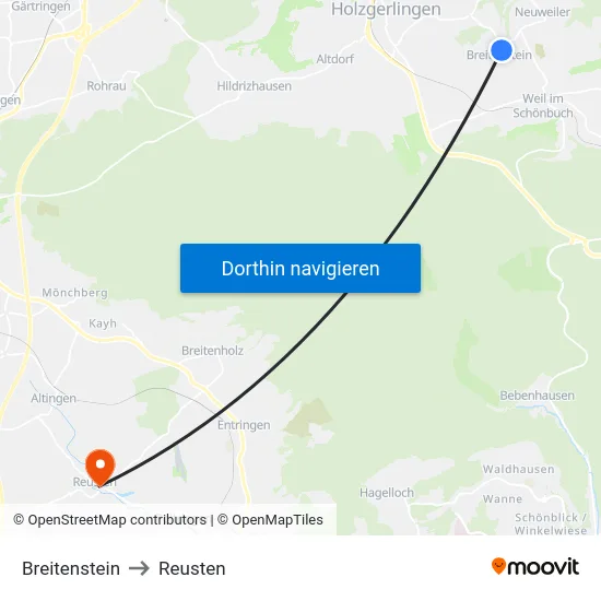 Breitenstein to Reusten map