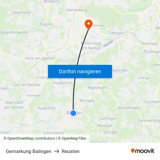 Gemarkung Balingen to Reusten map