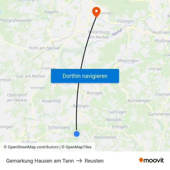 Gemarkung Hausen am Tann to Reusten map