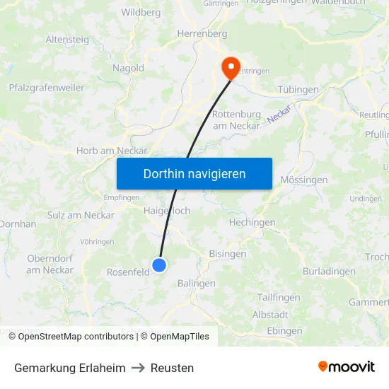Gemarkung Erlaheim to Reusten map
