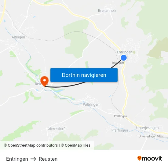 Entringen to Reusten map