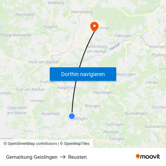 Gemarkung Geislingen to Reusten map