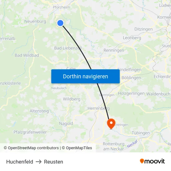 Huchenfeld to Reusten map