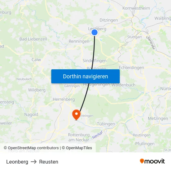 Leonberg to Reusten map