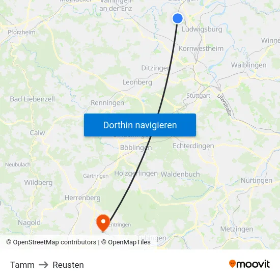 Tamm to Reusten map