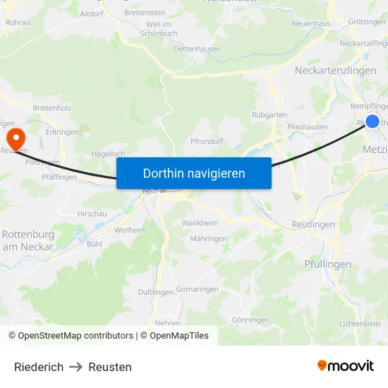 Riederich to Reusten map