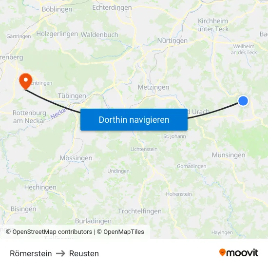 Römerstein to Reusten map