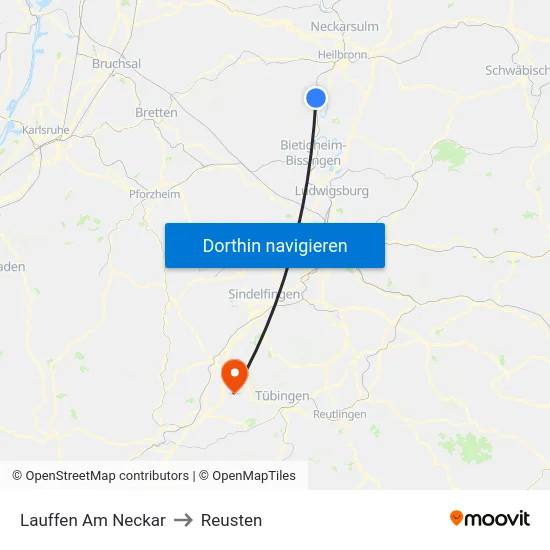 Lauffen Am Neckar to Reusten map
