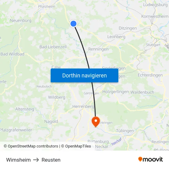 Wimsheim to Reusten map