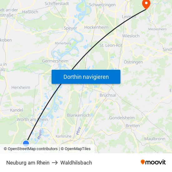 Neuburg am Rhein to Waldhilsbach map