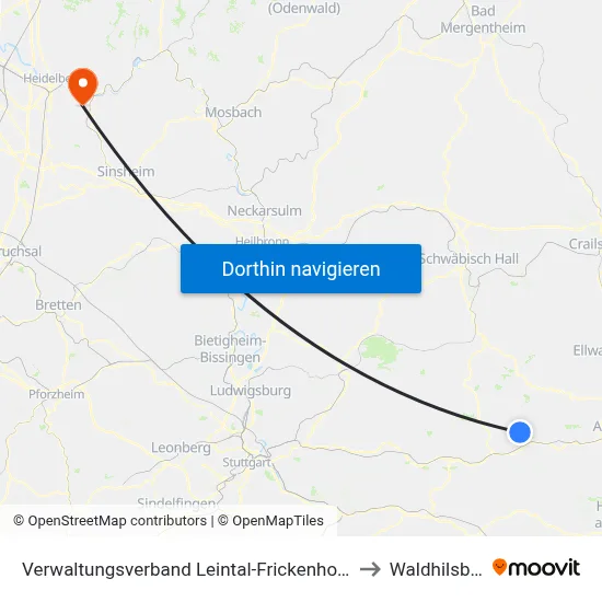 Verwaltungsverband Leintal-Frickenhofer Höhe to Waldhilsbach map