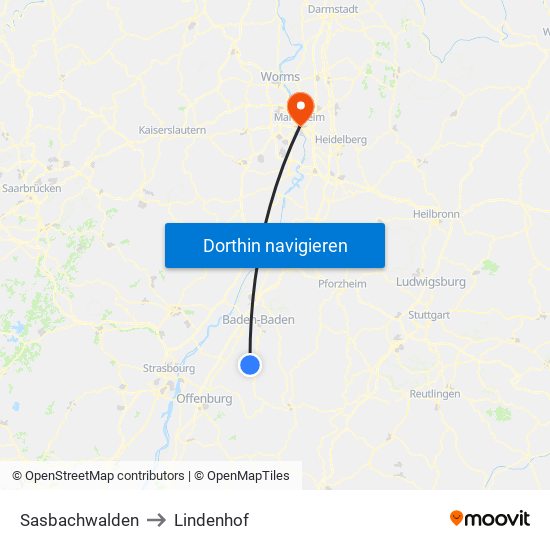 Sasbachwalden to Lindenhof map