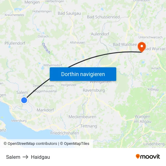 Salem to Haidgau map