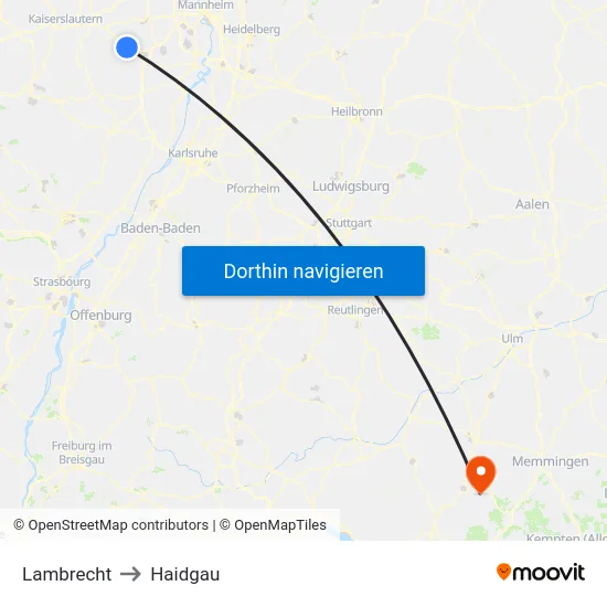 Lambrecht to Haidgau map