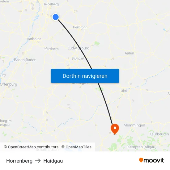 Horrenberg to Haidgau map