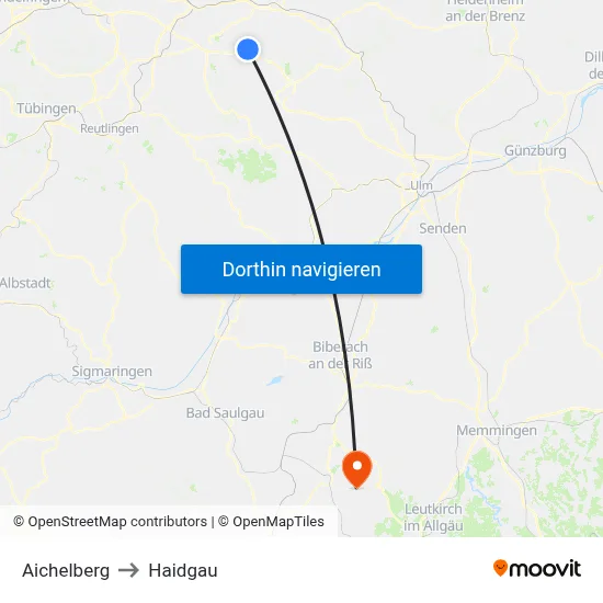 Aichelberg to Haidgau map