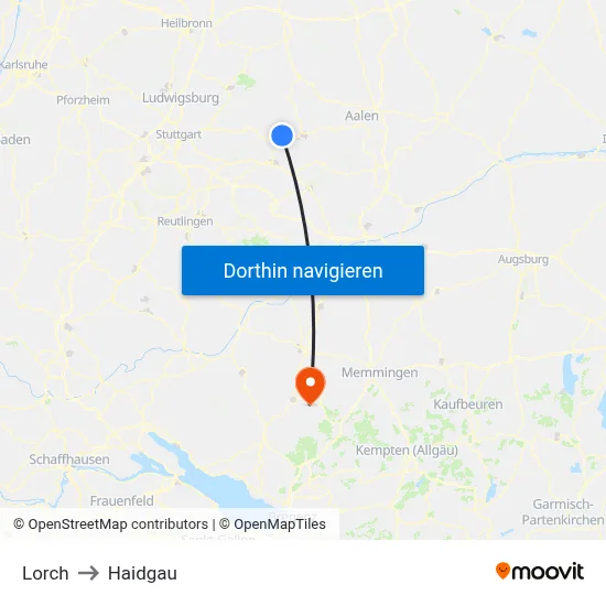 Lorch to Haidgau map