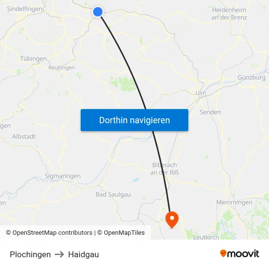 Plochingen to Haidgau map