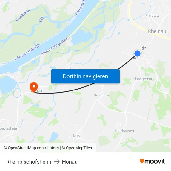Rheinbischofsheim to Honau map