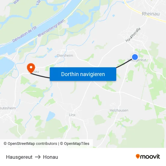 Hausgereut to Honau map