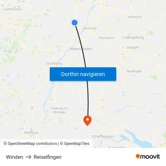 Winden to Reiselfingen map
