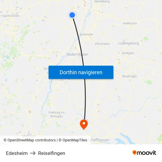 Edesheim to Reiselfingen map