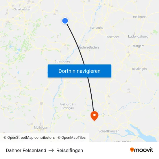 Dahner Felsenland to Reiselfingen map