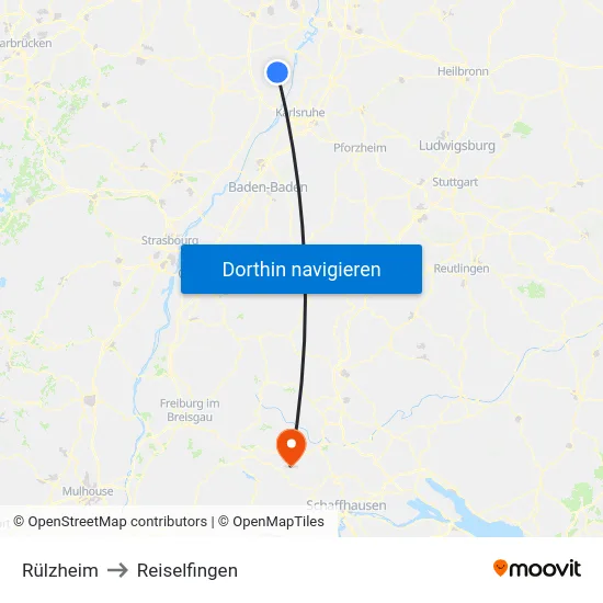 Rülzheim to Reiselfingen map