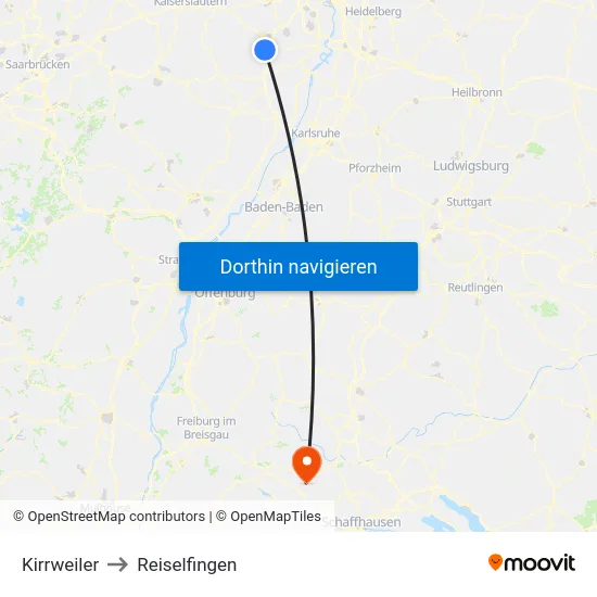 Kirrweiler to Reiselfingen map