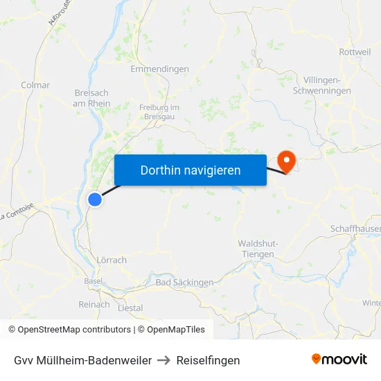 Gvv Müllheim-Badenweiler to Reiselfingen map
