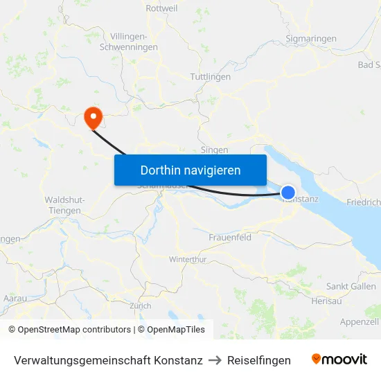 Verwaltungsgemeinschaft Konstanz to Reiselfingen map