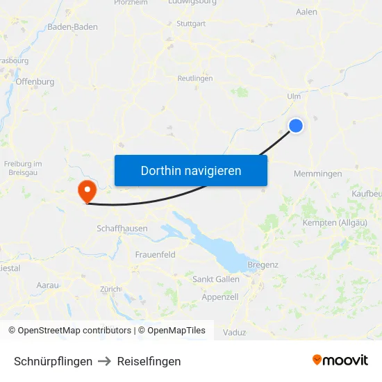 Schnürpflingen to Reiselfingen map