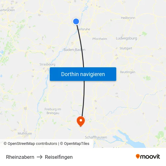 Rheinzabern to Reiselfingen map