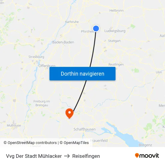 Vvg Der Stadt Mühlacker to Reiselfingen map