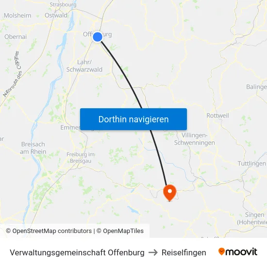 Verwaltungsgemeinschaft Offenburg to Reiselfingen map