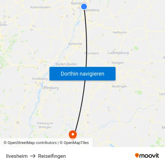 Ilvesheim to Reiselfingen map