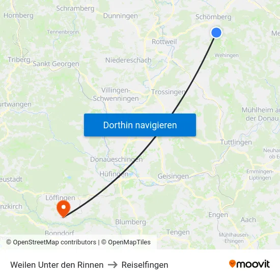 Weilen Unter den Rinnen to Reiselfingen map