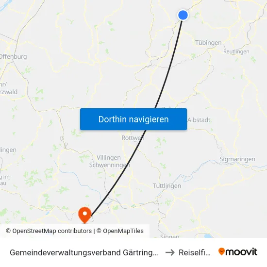 Gemeindeverwaltungsverband Gärtringen/Ehningen to Reiselfingen map