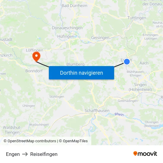 Engen to Reiselfingen map