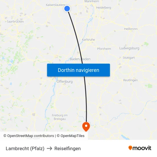 Lambrecht (Pfalz) to Reiselfingen map