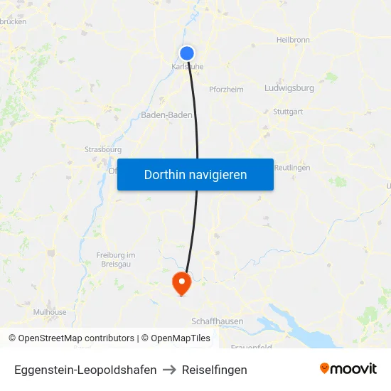 Eggenstein-Leopoldshafen to Reiselfingen map