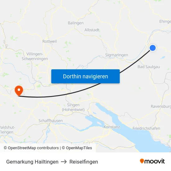 Gemarkung Hailtingen to Reiselfingen map