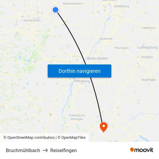 Bruchmühlbach to Reiselfingen map
