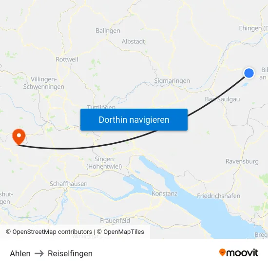 Ahlen to Reiselfingen map