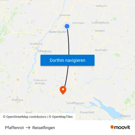 Pfaffenrot to Reiselfingen map