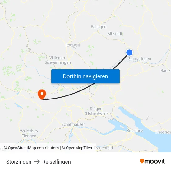 Storzingen to Reiselfingen map