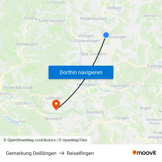 Gemarkung Deißlingen to Reiselfingen map
