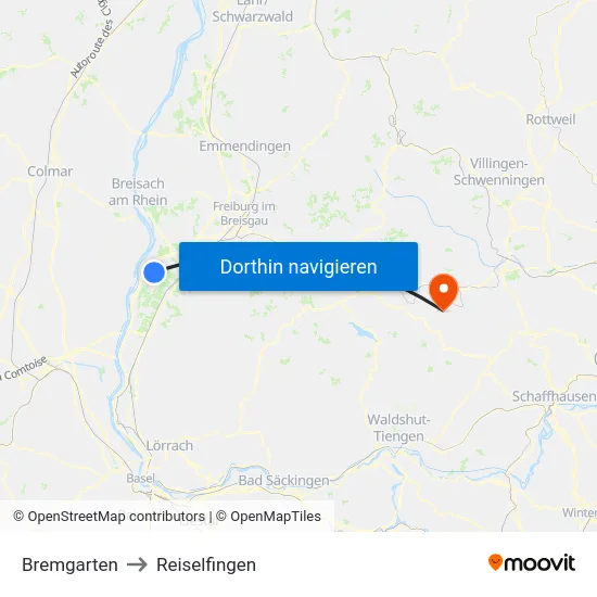 Bremgarten to Reiselfingen map