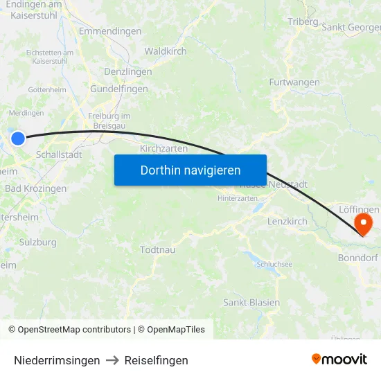 Niederrimsingen to Reiselfingen map